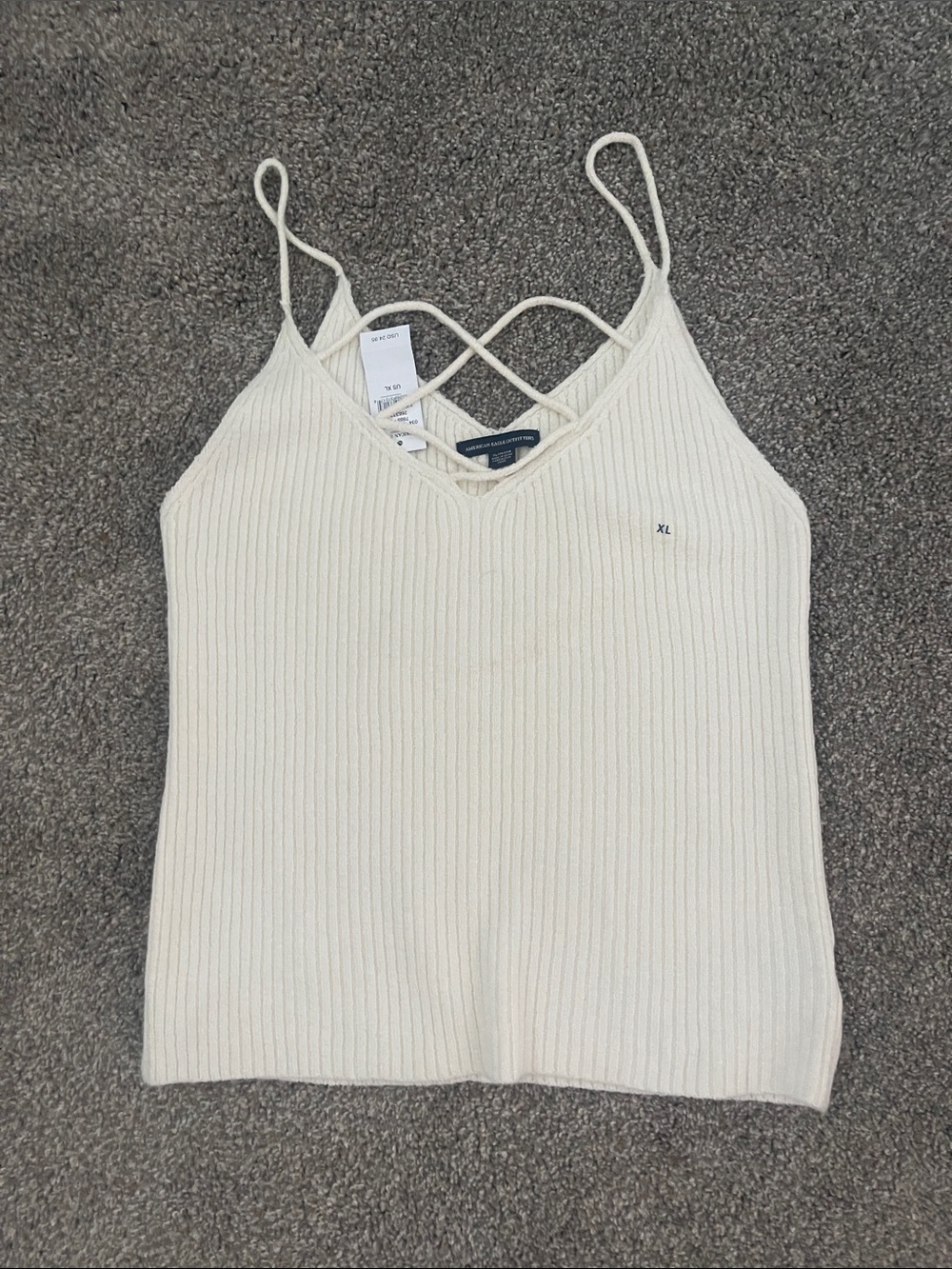 Tommy Hilfiger Cream Ribbed Crisscross Strap Camisole